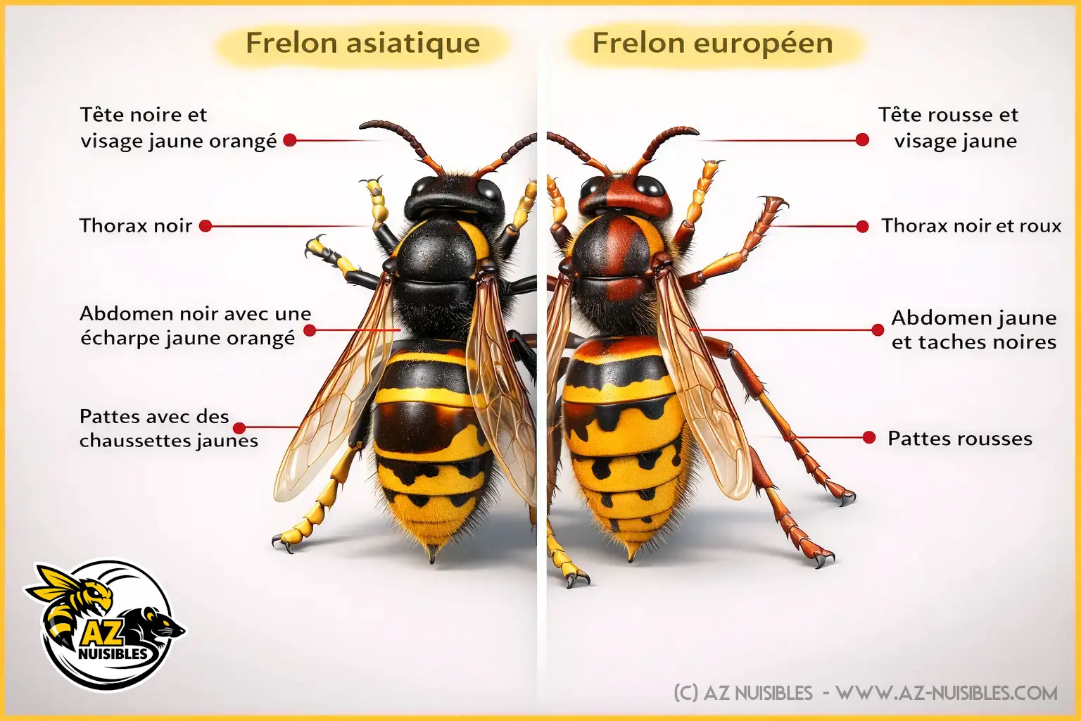 Différences entre les frelons européens et frelons asiatiques - AZ NUISIBLES Corrèze-brive la gaillarde